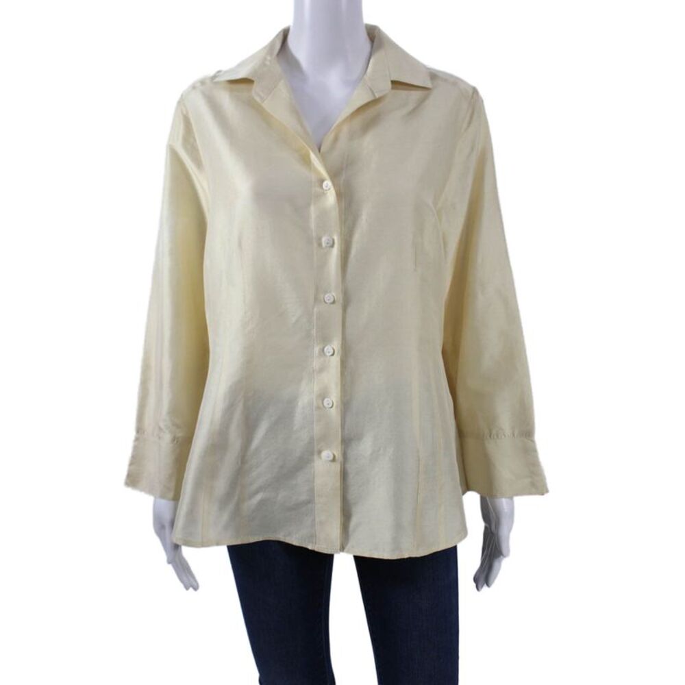 Charlotte Kellogg Palm Beach Women Button Up Blouse Beige Size XL